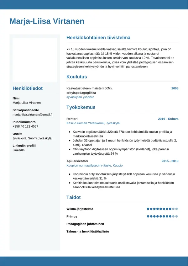 CV-pohja — Tyyli 9