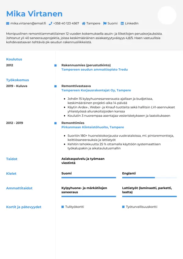 CV-pohja — Tyyli 2