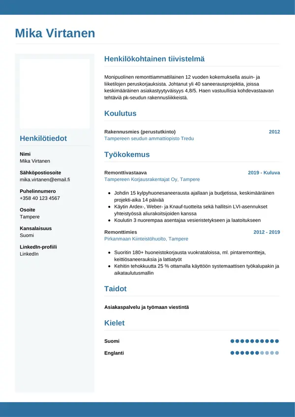 CV-pohja — Tyyli 9