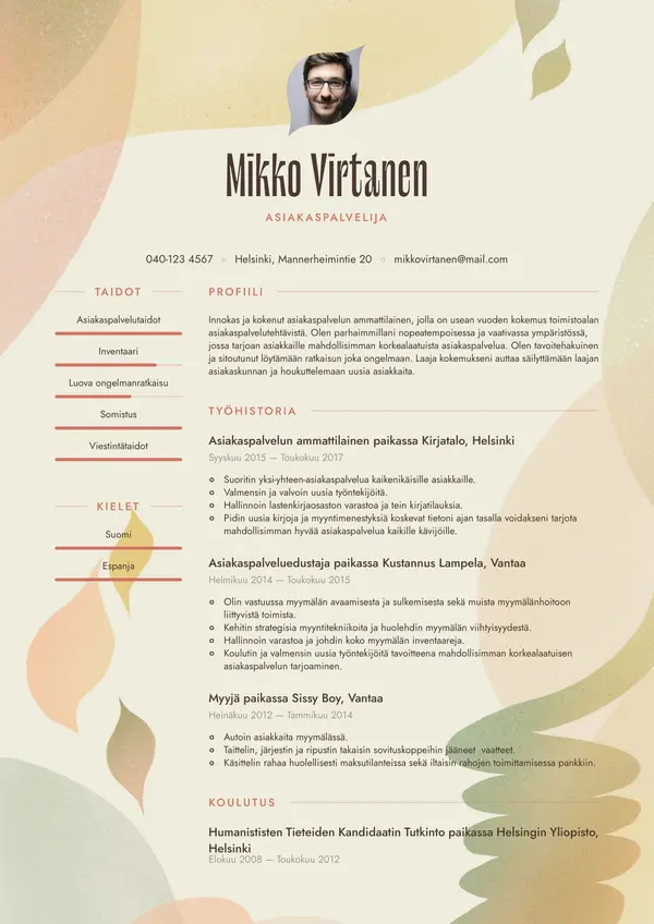 Ri CV-pohja — Tyyli 1