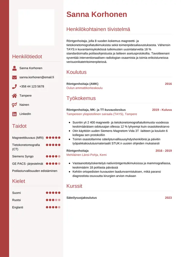 CV-pohja — Tyyli 10