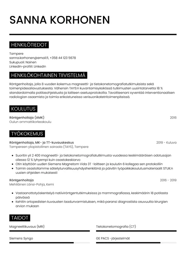 CV-pohja — Tyyli 11