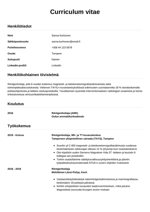 CV-pohja — Tyyli 12