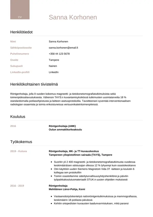CV-pohja — Tyyli 6