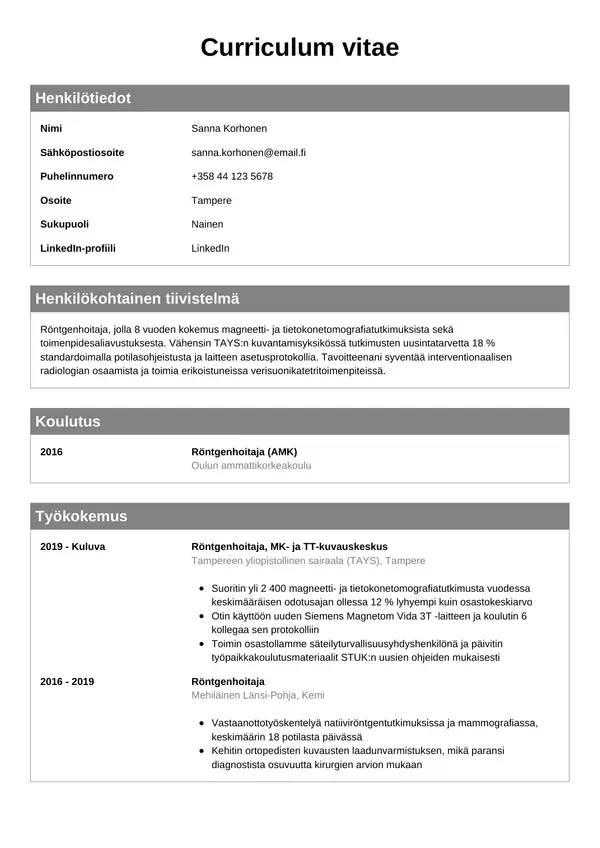 CV-pohja — Tyyli 7