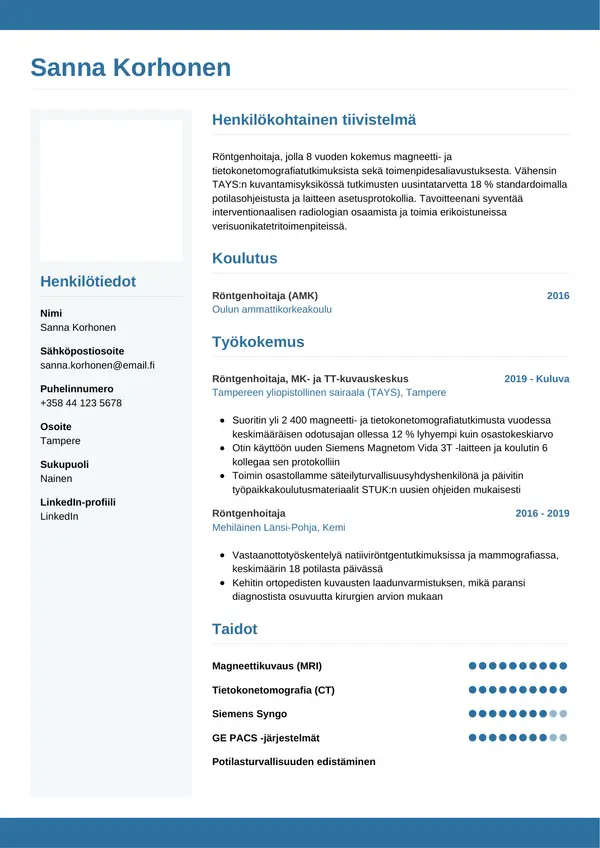 CV-pohja — Tyyli 9