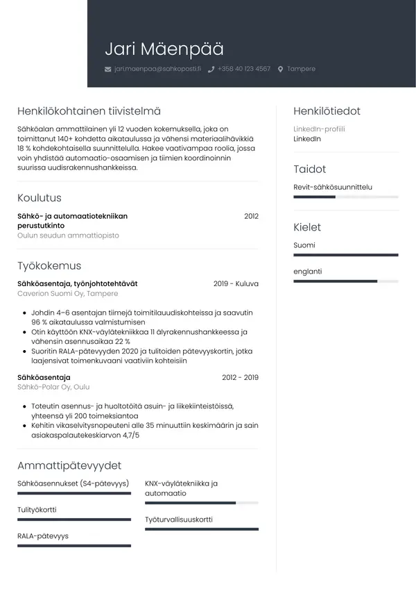 CV-pohja — Tyyli 1