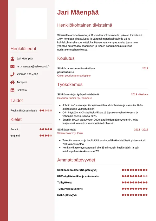 CV-pohja — Tyyli 10