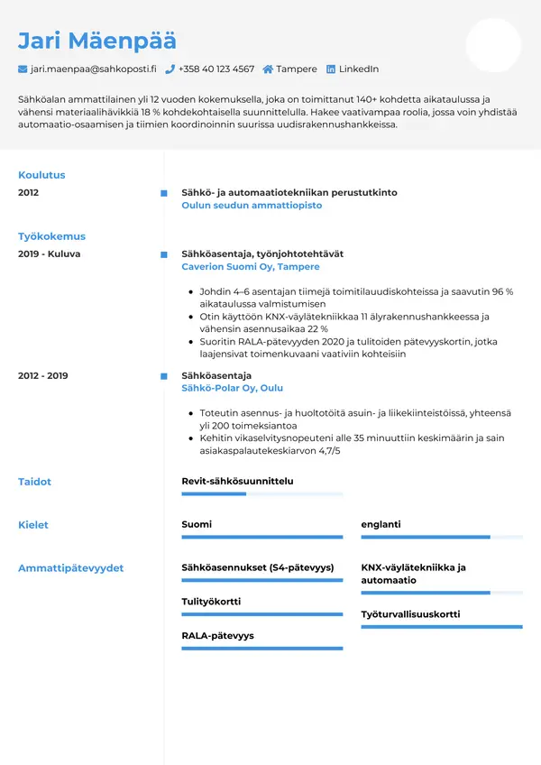 CV-pohja — Tyyli 2