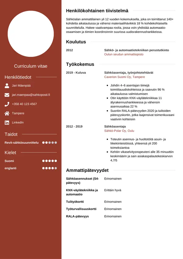 CV-pohja — Tyyli 5