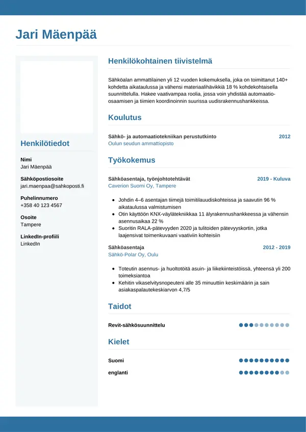 CV-pohja — Tyyli 9