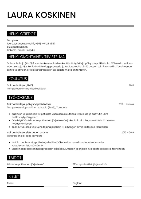 CV-pohja — Tyyli 12