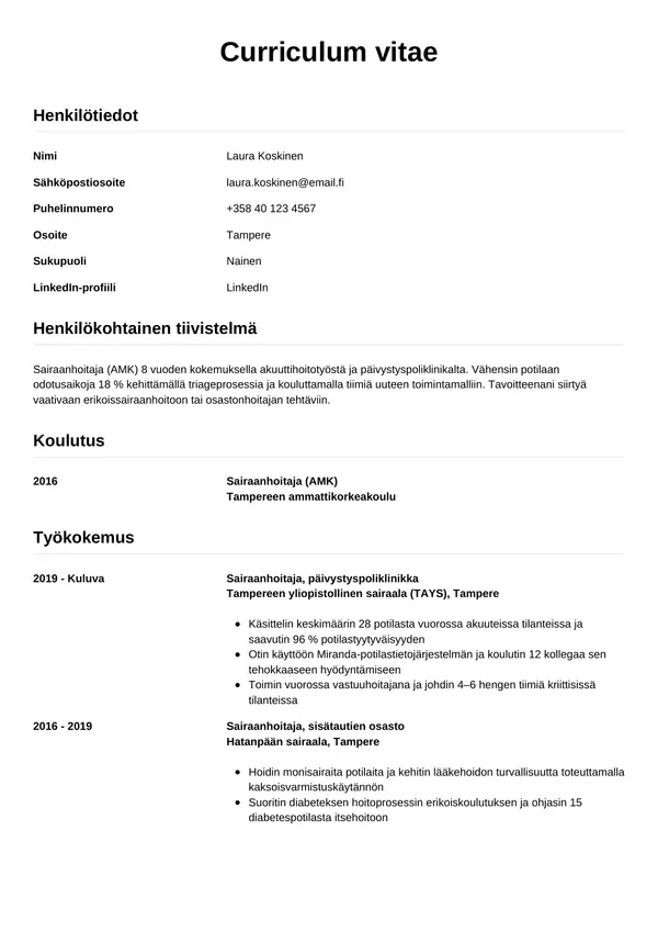 CV-pohja — Tyyli 13