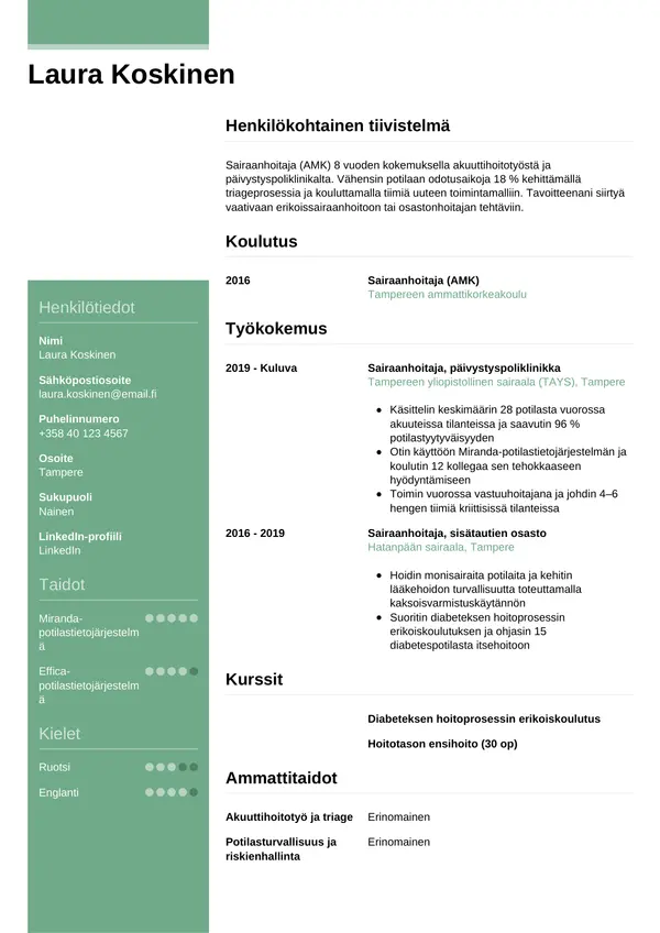 CV-pohja — Tyyli 9