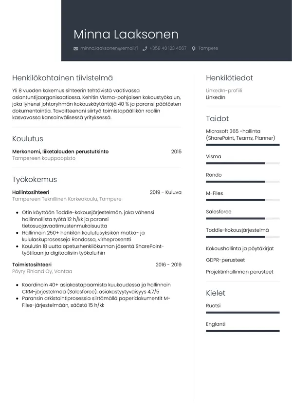 CV-pohja — Tyyli 1