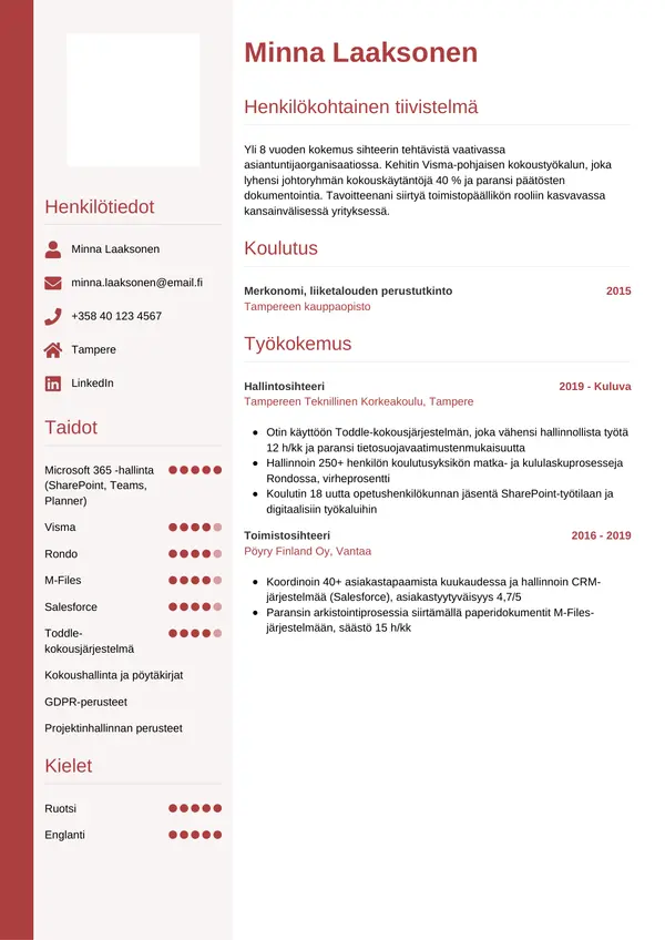 CV-pohja — Tyyli 10