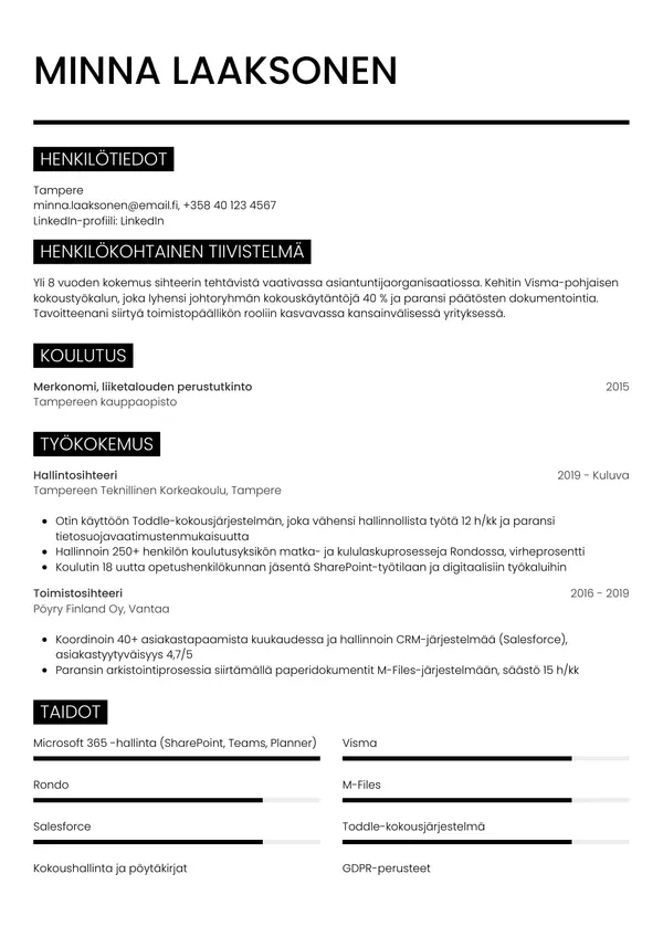 CV-pohja — Tyyli 11