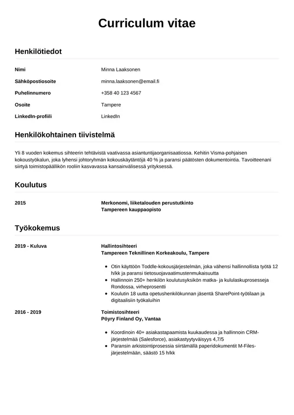 CV-pohja — Tyyli 12