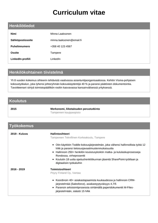 CV-pohja — Tyyli 7