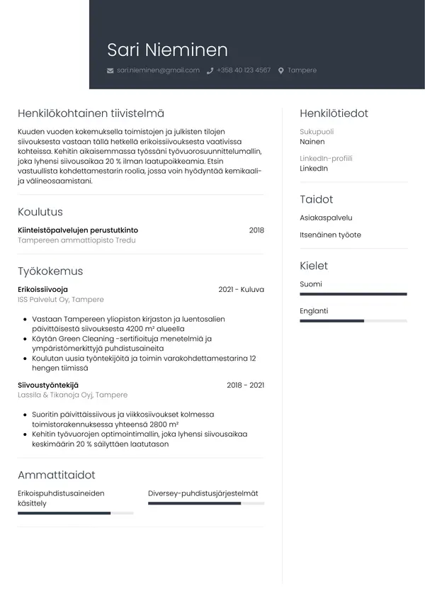 CV-pohja — Tyyli 1