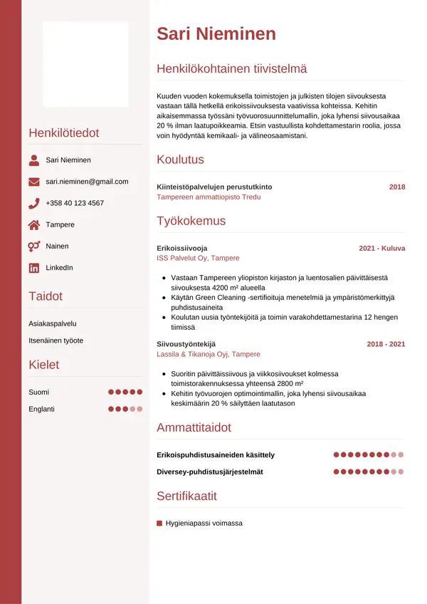 CV-pohja — Tyyli 10