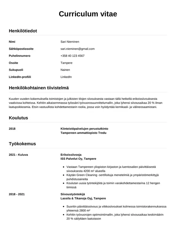 CV-pohja — Tyyli 12