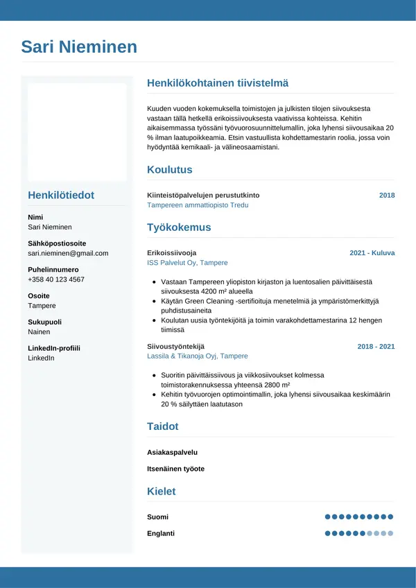 CV-pohja — Tyyli 9