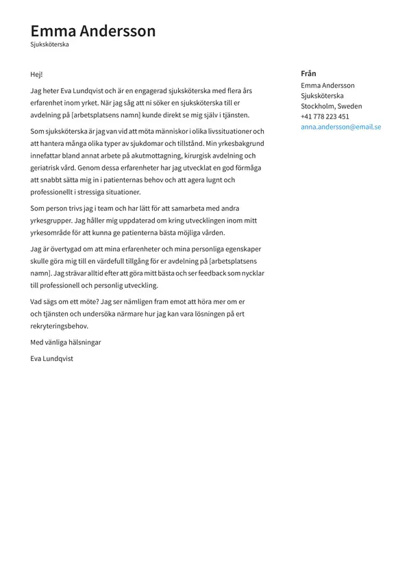 Sjukskoterska CV-pohja — Tyyli 1