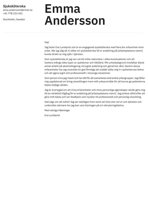 Sjukskoterska CV-pohja — Tyyli 2