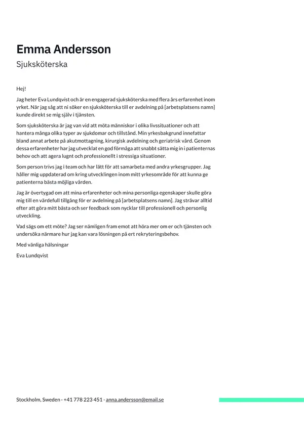 Sjukskoterska CV-pohja — Tyyli 3