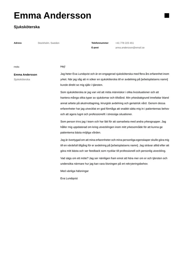 Sjukskoterska CV-pohja — Tyyli 6