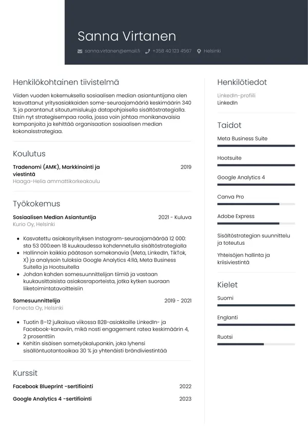 CV-pohja — Tyyli 1