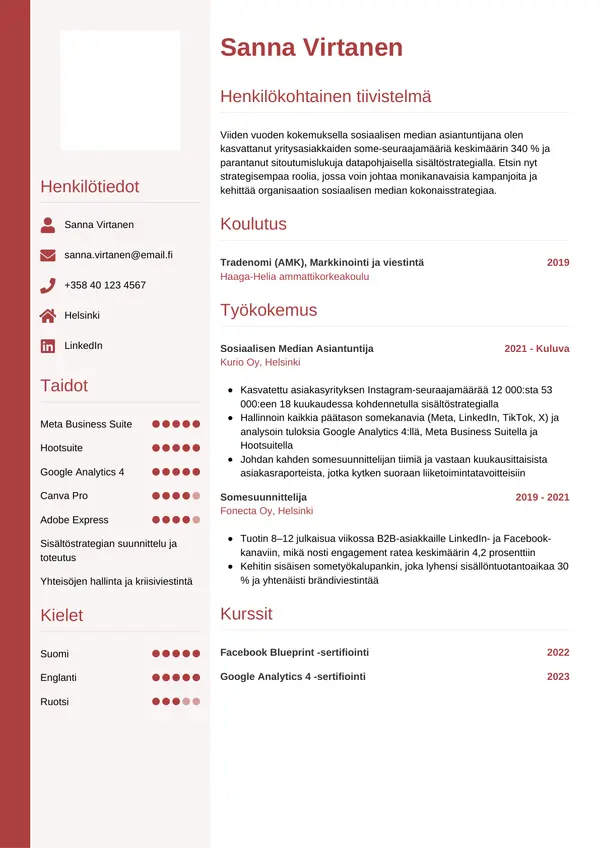 CV-pohja — Tyyli 10