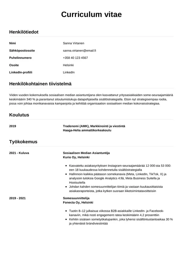 CV-pohja — Tyyli 12