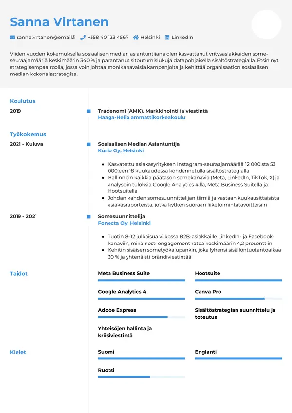 CV-pohja — Tyyli 2