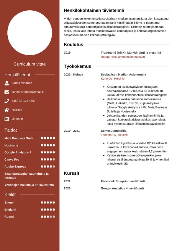 CV-pohja — Tyyli 5