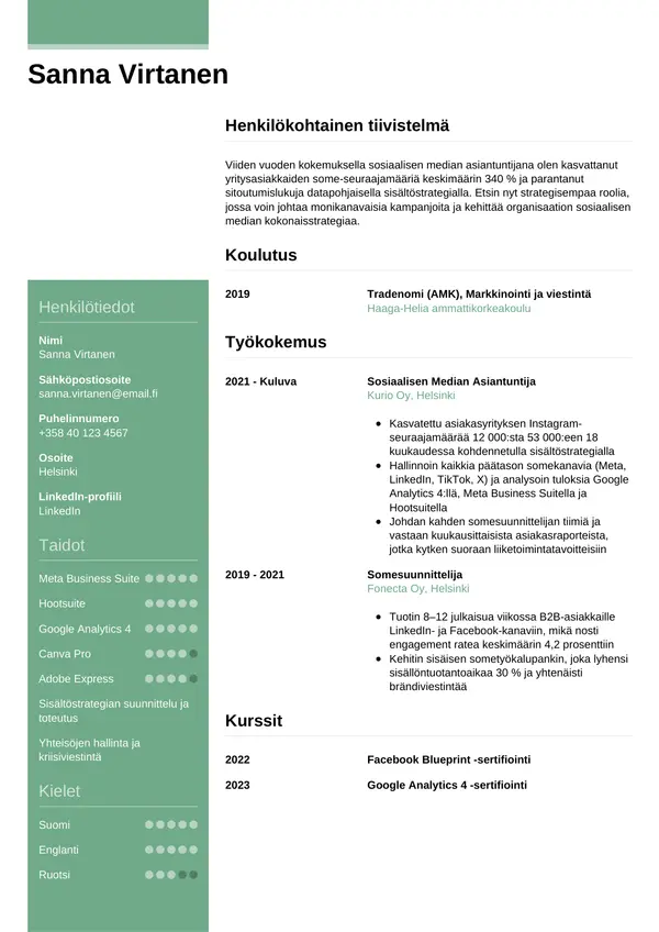 CV-pohja — Tyyli 8