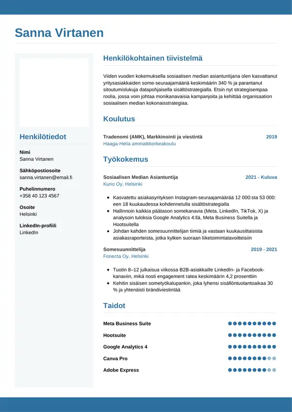 CV-pohja — Tyyli 9