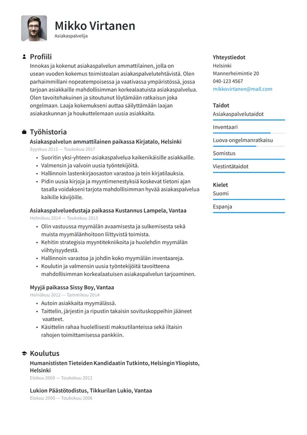 Stockholm CV-pohja — Tyyli 1