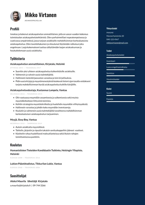 Sydney CV-pohja — Tyyli 1