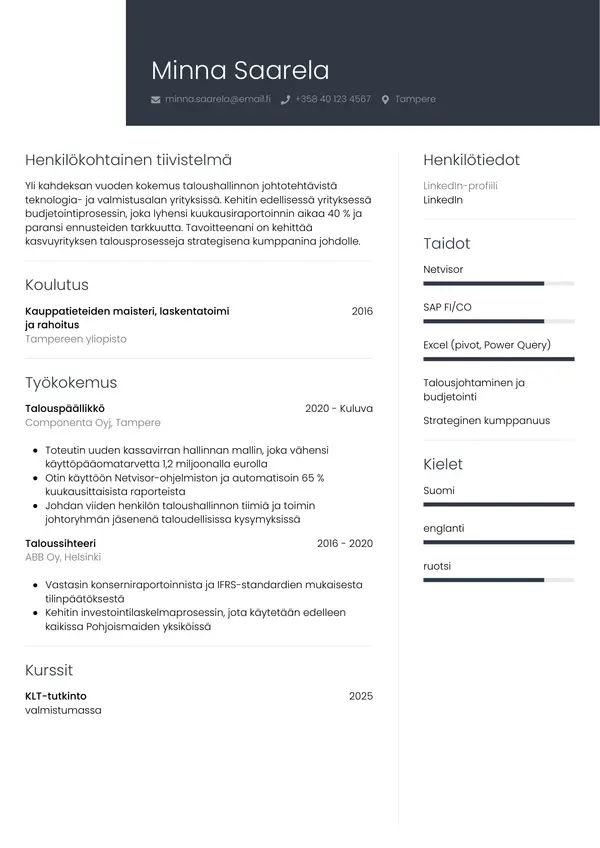 CV-pohja — Tyyli 1