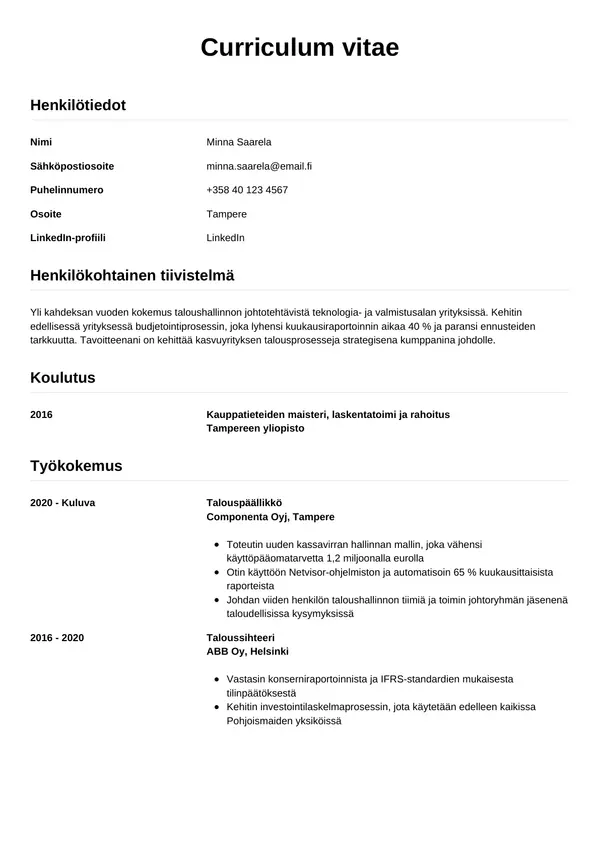 CV-pohja — Tyyli 12
