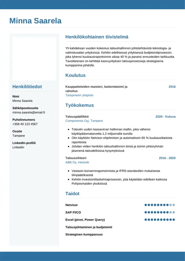 CV-pohja — Tyyli 9