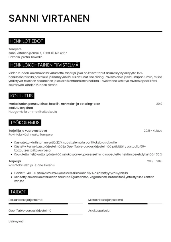 CV-pohja — Tyyli 11