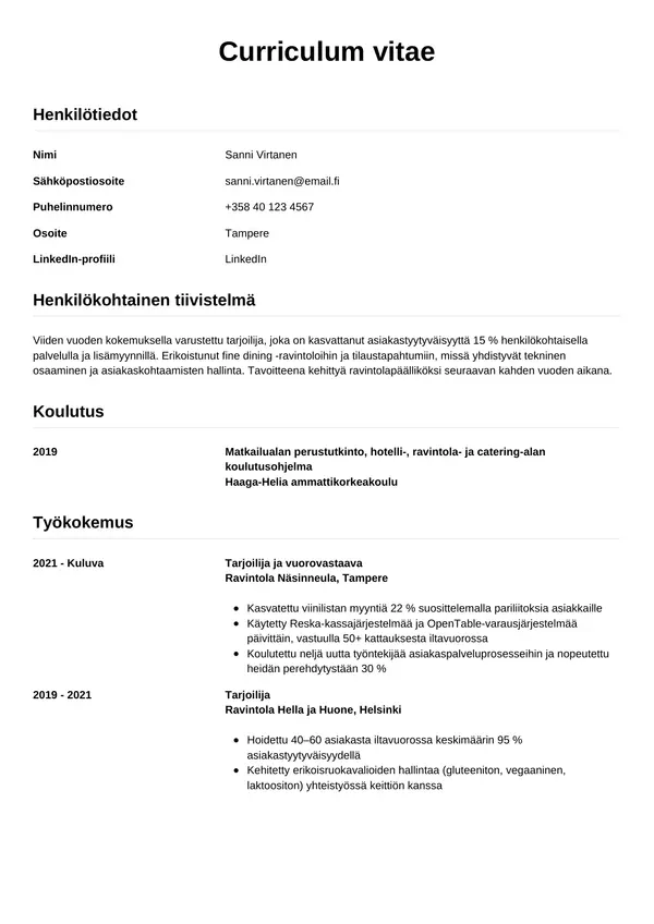 CV-pohja — Tyyli 12