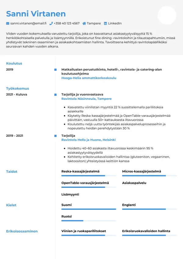 CV-pohja — Tyyli 2