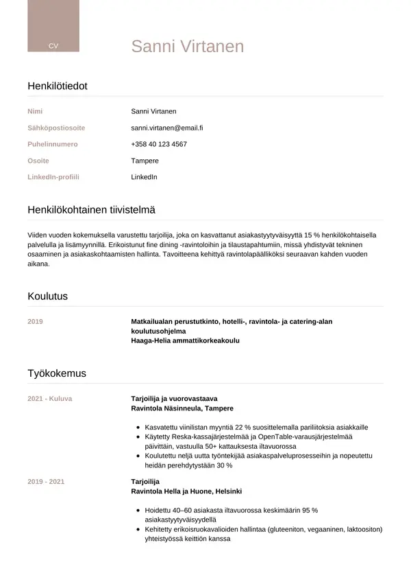 CV-pohja — Tyyli 6