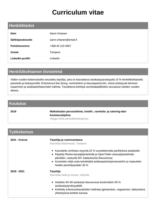 CV-pohja — Tyyli 7