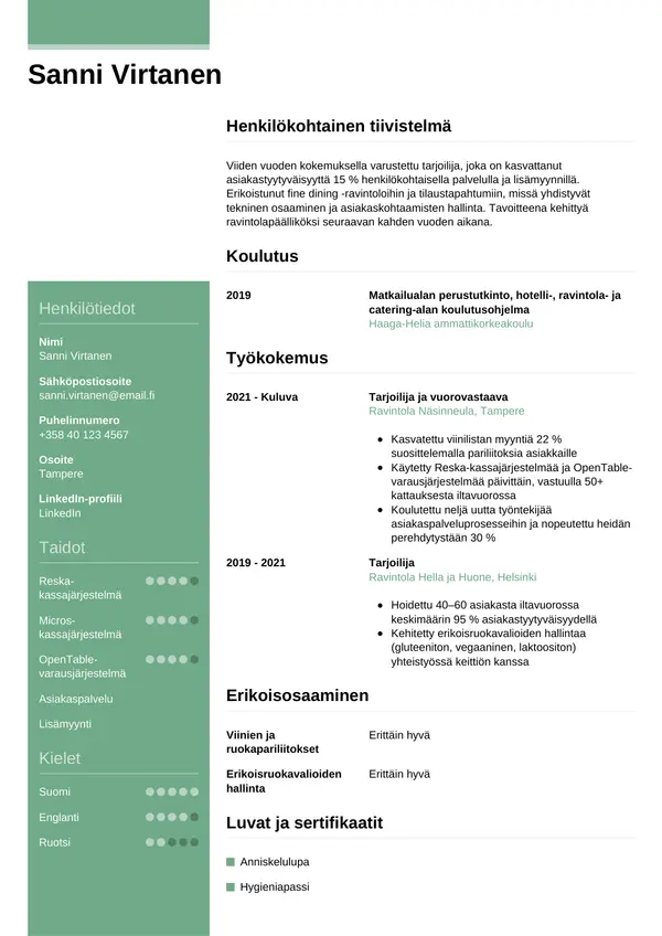 CV-pohja — Tyyli 8