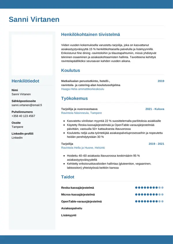 CV-pohja — Tyyli 9